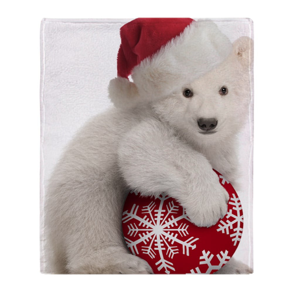 CafePress Polar Bear Cub Christmas Soft Fleece Throw Blanket