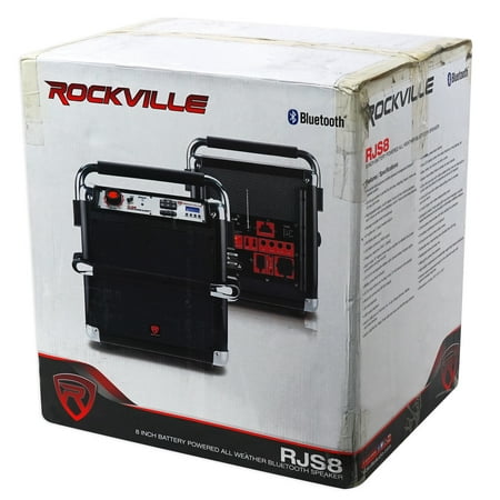 Rockville RJS8 8" Portable Heavy Duty Rechargeable Bluetooth Speaker+Microphone