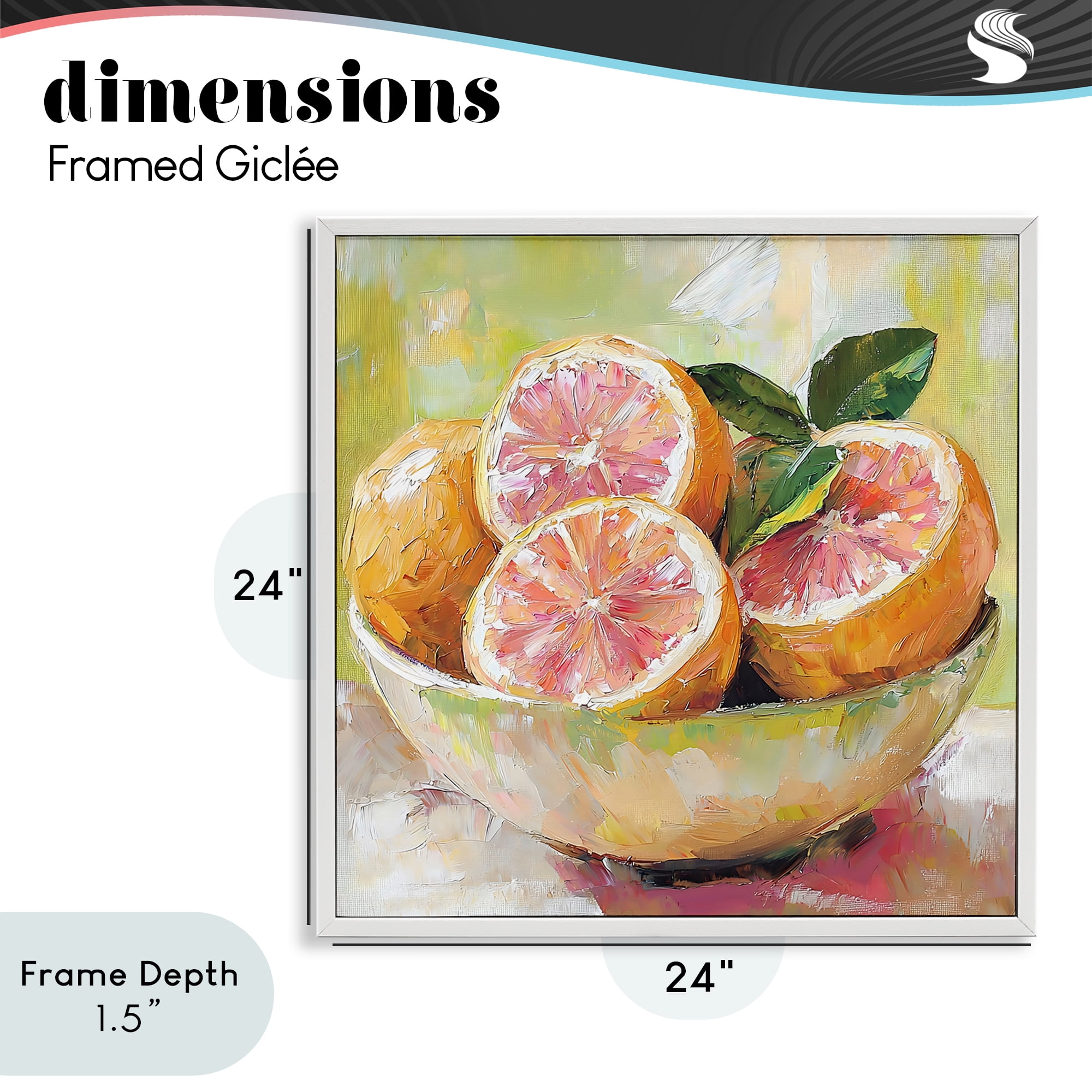 Stupell Industries Bold Grapefruit in Ceramic Bowl White Framed Giclee Art, design by Riley B