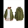 thumbnail image 3 of Sudadera con Capucha Informal de Larga con Cremallera y Bolsillos para Mujer, Talla Grande Verde L, 3 of 7