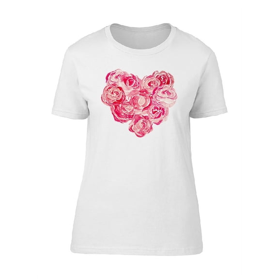 Flower Heart Watercolor T-Shirt Women -Image by Shutterstock, Female Small