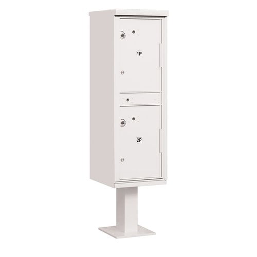 Outdoor Parcel Locker (Includes Pedestal) - 2 Compartments - White - USPS Access