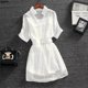 thumbnail image 4 of Women's Dress with Camisole Elegant Style Short Sleeve Sashes Dress for Office Ladies Summer Wear, 4 of 5