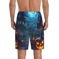 thumbnail image 2 of Mens Pajama Pants - Halloween Pumpkin Castle Purple Sleep Shorts Mens Pajama Shorts, Comfy Pj Pants for Mens Lounge Shorts, 2 of 5