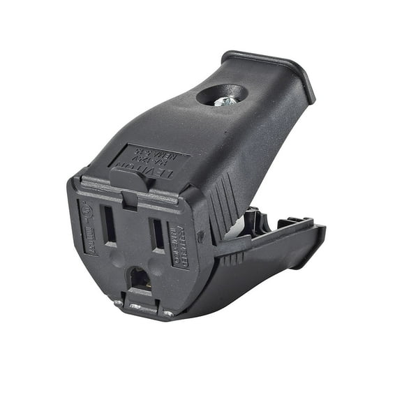 Leviton Grounding Cord Outlet 2 Pole 3 Wire - Black - Model 3W102-00E