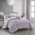 thumbnail image 2 of Chic Home Brice 7 Piece Comforter Set Pleated Embroidered Design Bed In A Bag - Sheet Set Decorative Pillows Sham Included, Twin, Lilac, 2 of 2