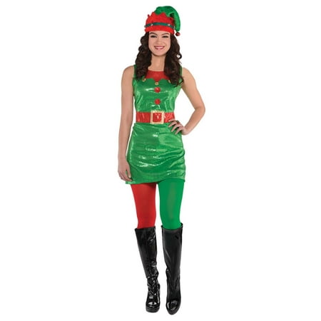 Elf Sequins Womens Adult Santas Helper Christmas Costume Tank