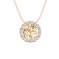 thumbnail image 4 of Clara Pucci 14K Rose Solid Hypoallergenic Gold 1.16Ct Natural Morganite Round Brilliant Cut Halo Designer Necklace Pendant For February, 4 of 7