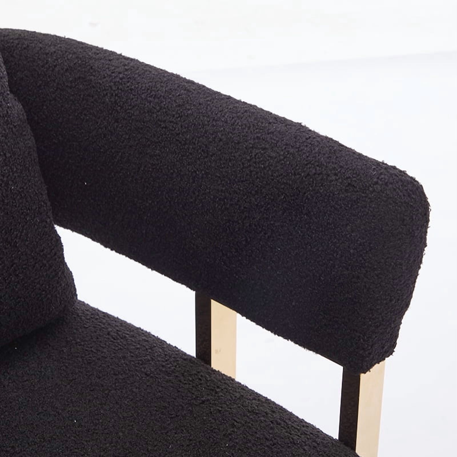Leumius Teddy Accent Chairs Set of 2,Morden Upholstered Armchair Dining Side Chairs with Gold Metal Legs for Dining Kitchen Living Room,Black