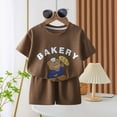 thumbnail image 2 of Little Boy Clothes Set Toddler Baby Boy Bear Bakery Print Short Sleeve T-Shirt & Solid Shorts 2-Piece Summer Outfit Toddler Boy Short Set, 2 of 6