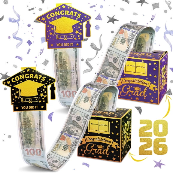 Graduation Gifts for Women Men, Graduation Gifts for College, Surprise Money Box for Cash Gift Pull, Graduation Money Holder for Cash with Pull Out Card DIY Set, with 50PCS Plastic Bags