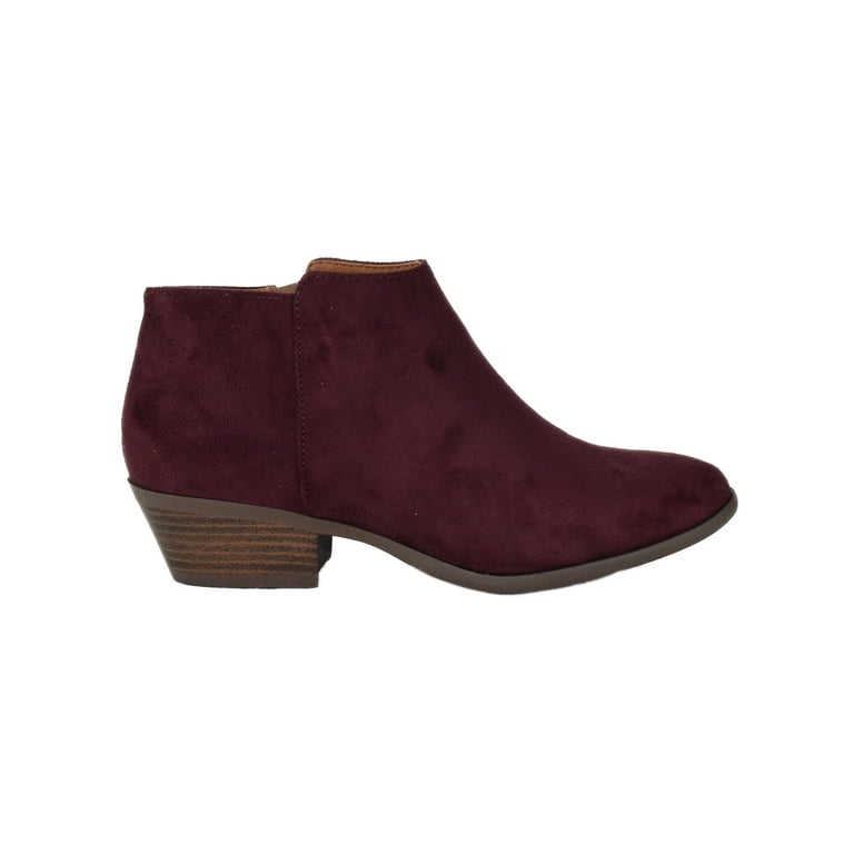 Womens burgundy top suede booties