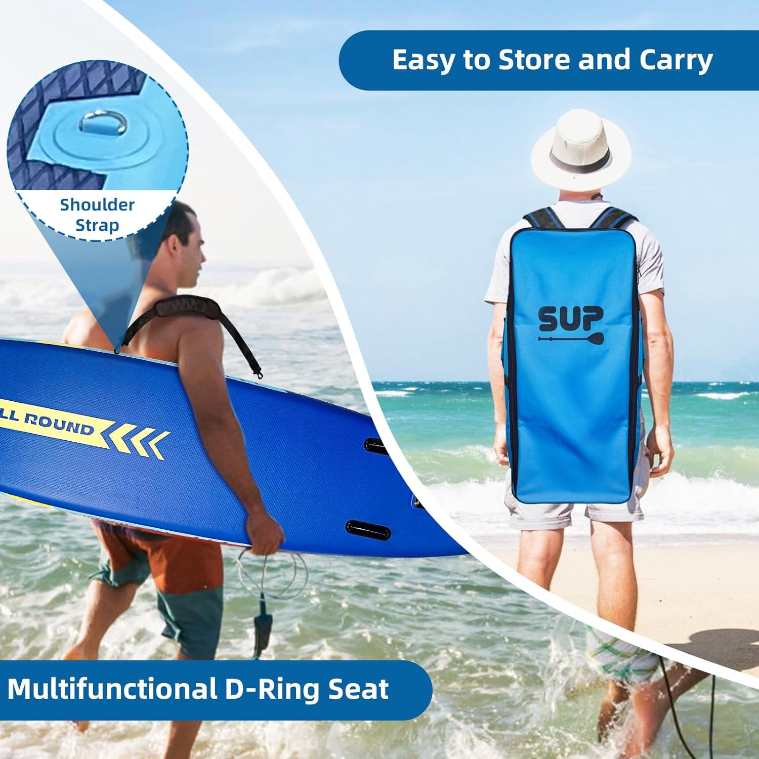 Inflatable Stand Up Paddle Boards, with SUP Paddle Board Accessories, Wide Stable Design, Non-Slip Comfort Deck for Youth & Adults
