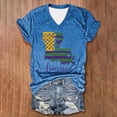 thumbnail image 3 of Camiseta de Manga Corta con Cuello en V Impresa para las Mujeres, 95% Poliéster 5% Spandex Vintage Top Ligero para Diario, Fiesta Y Primavera, 3 of 3