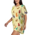 thumbnail image 2 of "Wukai Colorful Rabbit Women's Pajama Set - Short-Sleeve Top and Shorts with Elastic Waistband and Pockets for Loungewear, Yoga, and Casual Wear-X-Large, 2 of 8