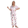 thumbnail image 5 of DAKIMOE Silk Satin Pajamas Set for Women Two-Piece Short Sleeve Shirt with Long Pajama Pant Set Soft Button Down Loungewear Nightwear Pjs Sleepwear for Women, 5 of 9