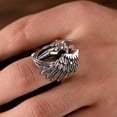 thumbnail image 1 of Biplut Gothic Men Cross Guardian Angel Wings Carved Biker Finger Ring Jewelry Gift, 1 of 12