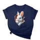 thumbnail image 1 of Tops de Cuello Alto para las Mujeres Amante Impreso Camiseta Cuello Redondo Manga Corta, Poliéster Spandex, 1 of 7