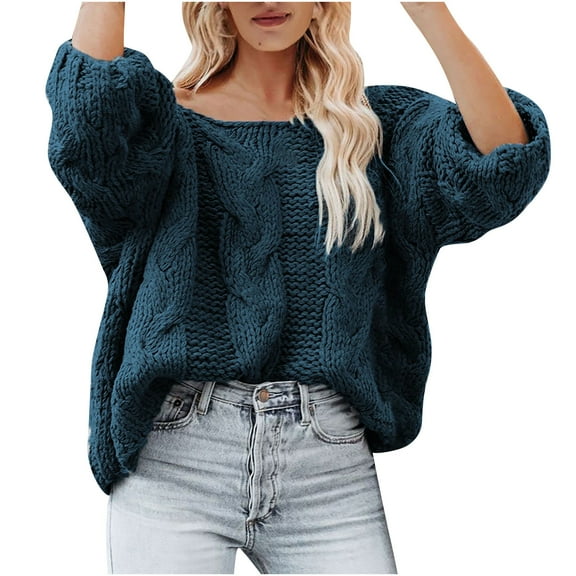 Fesfesfes Women Sweater Long Sleeves Loose Pullover Tops Blouse Knitted Sweater Plus Size $10