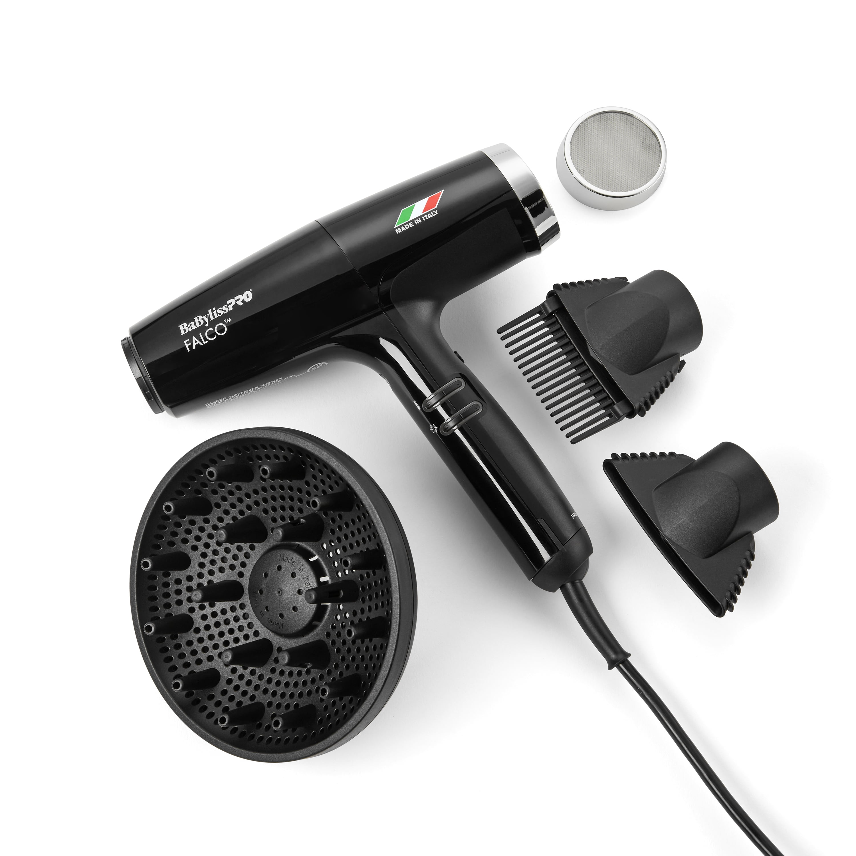 BabylissPRO Nano Titanium Professional Italian High-Speed Falco Dryer (Black)