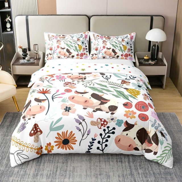 Vaca 100% Algodón Natural Funda nórdica para niños, Western Farm Animal Comforter