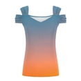 thumbnail image 4 of cfhntfmh Tops for Women Trendy Cold Shoulder V Neck Short Sleeve Fashion Print Shirts Casual Summer Workout Tunic Tops, 4 of 5