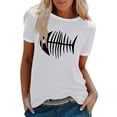 thumbnail image 1 of Pompotops T-shirt Mode Décontracté Imprimé Col Rond Manches Courtes Ample Blouse Chandail, 1 of 4