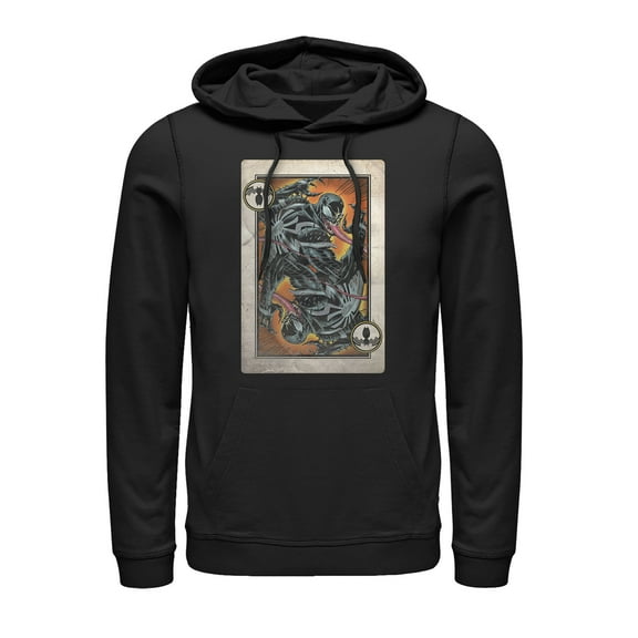 Men's Marvel Venom Playing Card Pull Over Hoodie Black Small