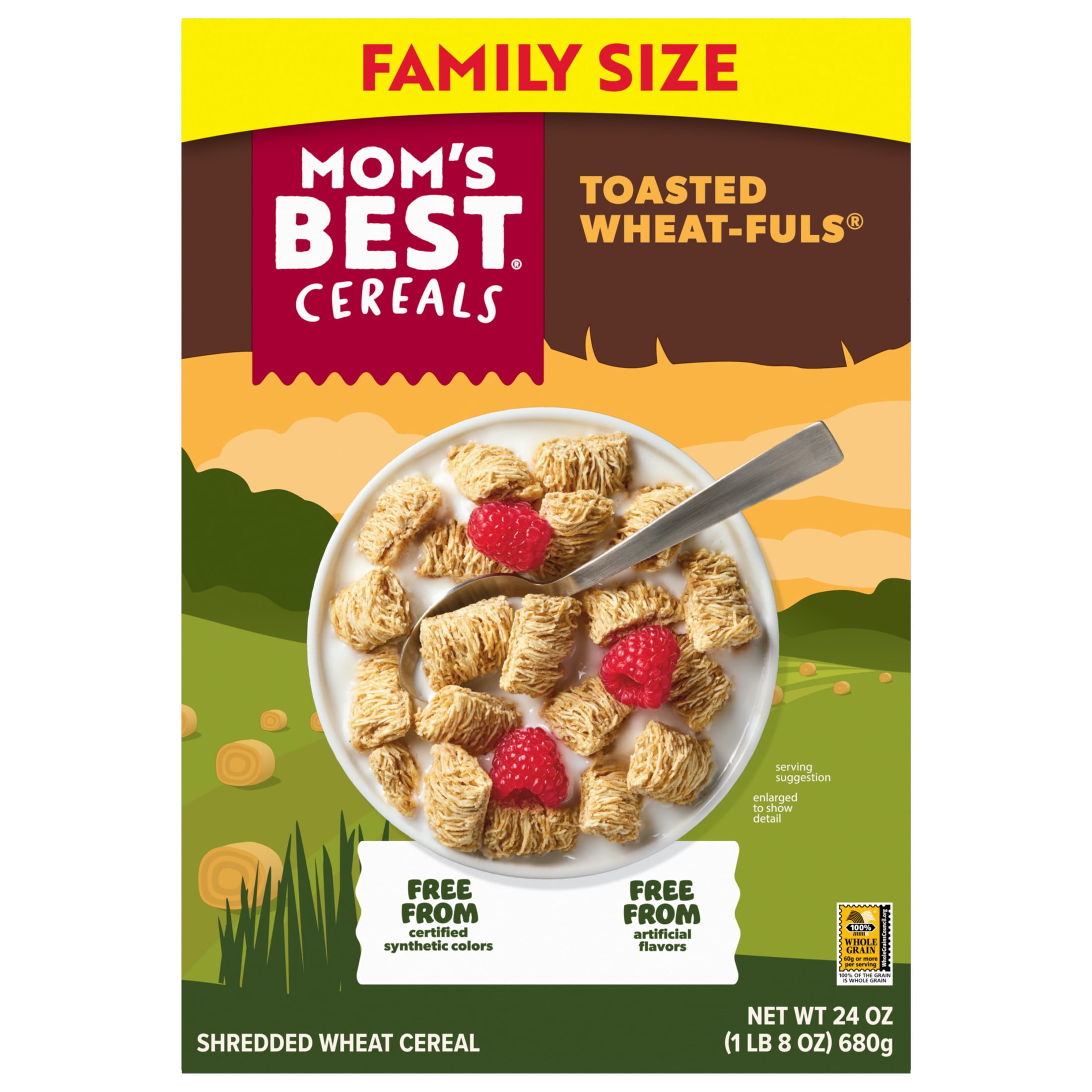 (2 pack) Mom's Best Toasted Wheatfuls Crunchy Cereal, Whole Grain, Heart Healthy, Non-GMO, 24 oz Box