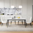 thumbnail image 2 of 63" Rectangular White Dining Table for 4–6 People, Modern Sintered Stone Kitchen Table with metal Legs, Dining Table for Kitchen, Living Room, 2 of 8