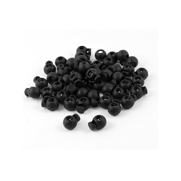 Black Plastic 5.5mm Dia Round Head Style Spring Clamps Rope Cord Locks 50pcs