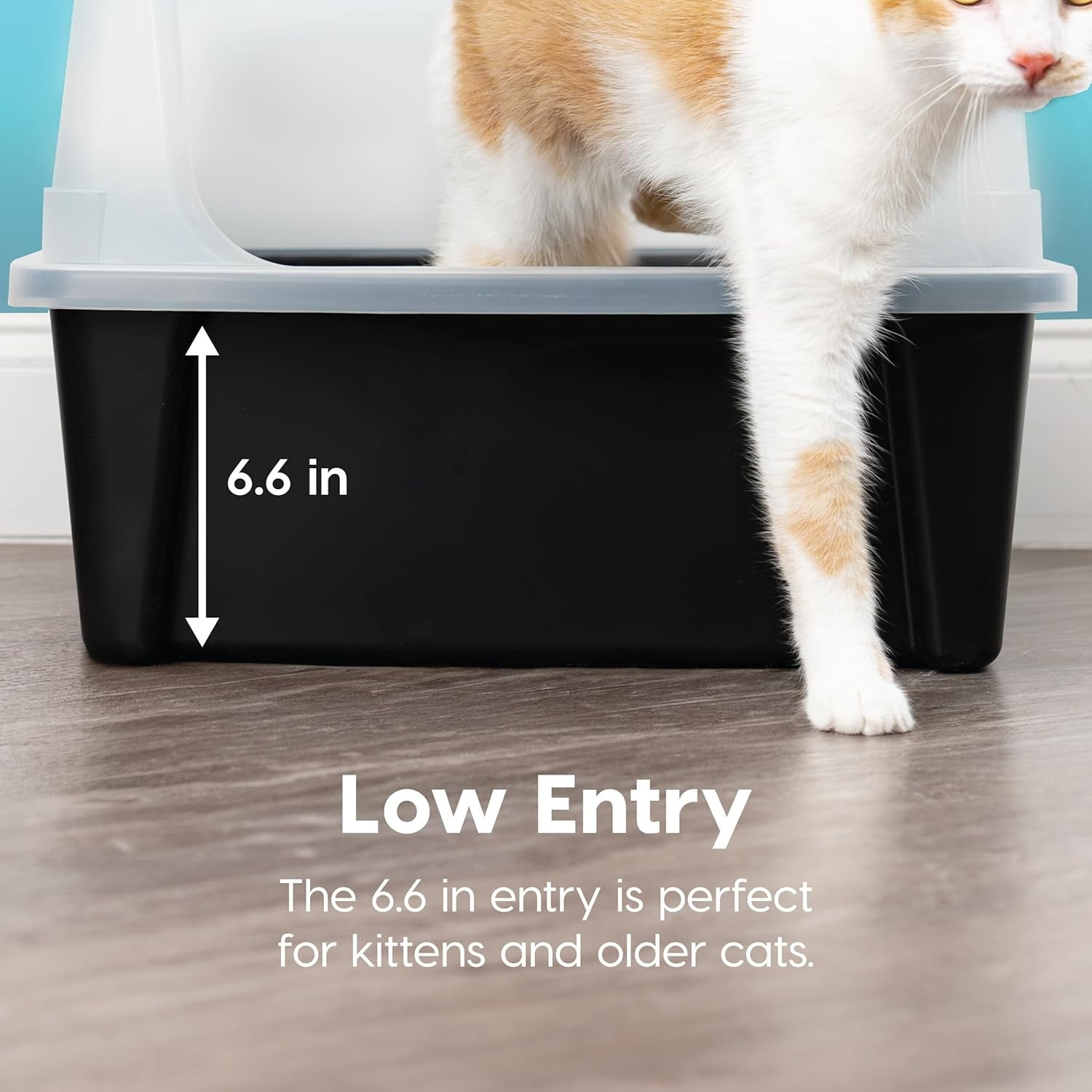 XX-Large Cat Litter Box, Open Top Extra Large Litter Box for Big Cats and Multi-Cat Households, High Sided Scatter Shield, Easy to Clean, 30"L x 20"W x 14"H, Black