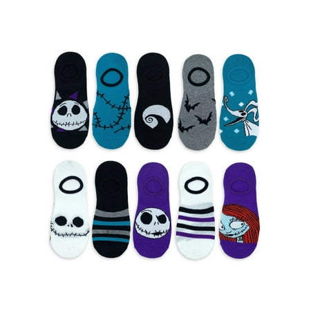 

Nightmare Before Christmas Women s Stay-Put Liner Socks 10-Pack Size 4-10