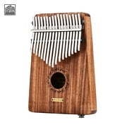 LINGTING K17YEQ 17-key Portable Thumb Piano Kalimba Mbira Sandalwood Solid Wood Built-in Pickup with Storage Bag Carry Case Music Book Stickers Tuning Hammer Accompaniment Chain Tassel Decoration