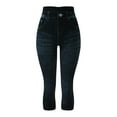 thumbnail image 5 of Dyfzdhu Capri Leggings for Women Summer High Waisted Denim Print Fake Jeans Slim Skinny Capri Pants Stretch Workout Leggings, 5 of 9