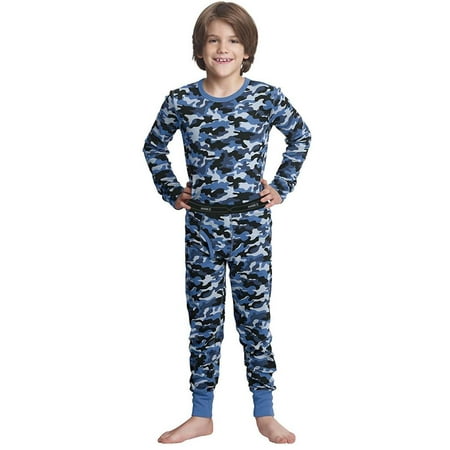 Hanes Boys X-Temp Classic Thermal Base Layer Underwear Sets, 41077 Blue Camo Print /
