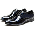 thumbnail image 4 of Dress Shoes Men Pointed Toe Floral Patent Leather Lace Up Oxford Fashion Formal Shoes Black Blue Red, 4 of 10