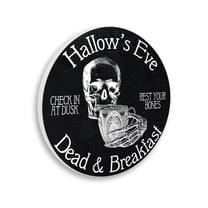 Stupell Industries Black Hallow's Eve Halloween Sign Graphic Art Unframed Art Print Wall Art, Design by Lil' Rue
