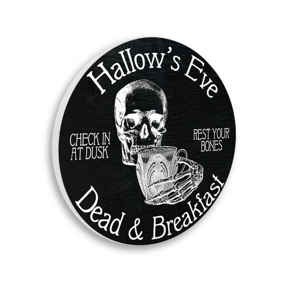 Stupell Industries Black Hallow's Eve Halloween Sign Graphic Art Unframed Art Print Wall Art, Design by Lil' Rue