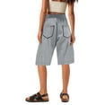 thumbnail image 3 of BOMYJESK Women Shorts High Waist Drawstring Knee Length Long Shorts Casual Loose Fit Sweatshorts Summer Gym Lounge Sports with Pockets Light Gray XL, 3 of 4