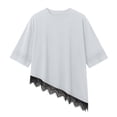 thumbnail image 4 of Juniors Lace Spandex Tshirts Tops for Women Short Elbow Sleeve Loose Fit Basic Summer Fall Tee 2026, 4 of 9