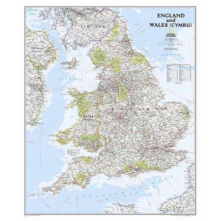 National Geographic Reference Map: National Geographic England and Wales Wall Map - Classic - Laminated (30 X 36 In) (Other)