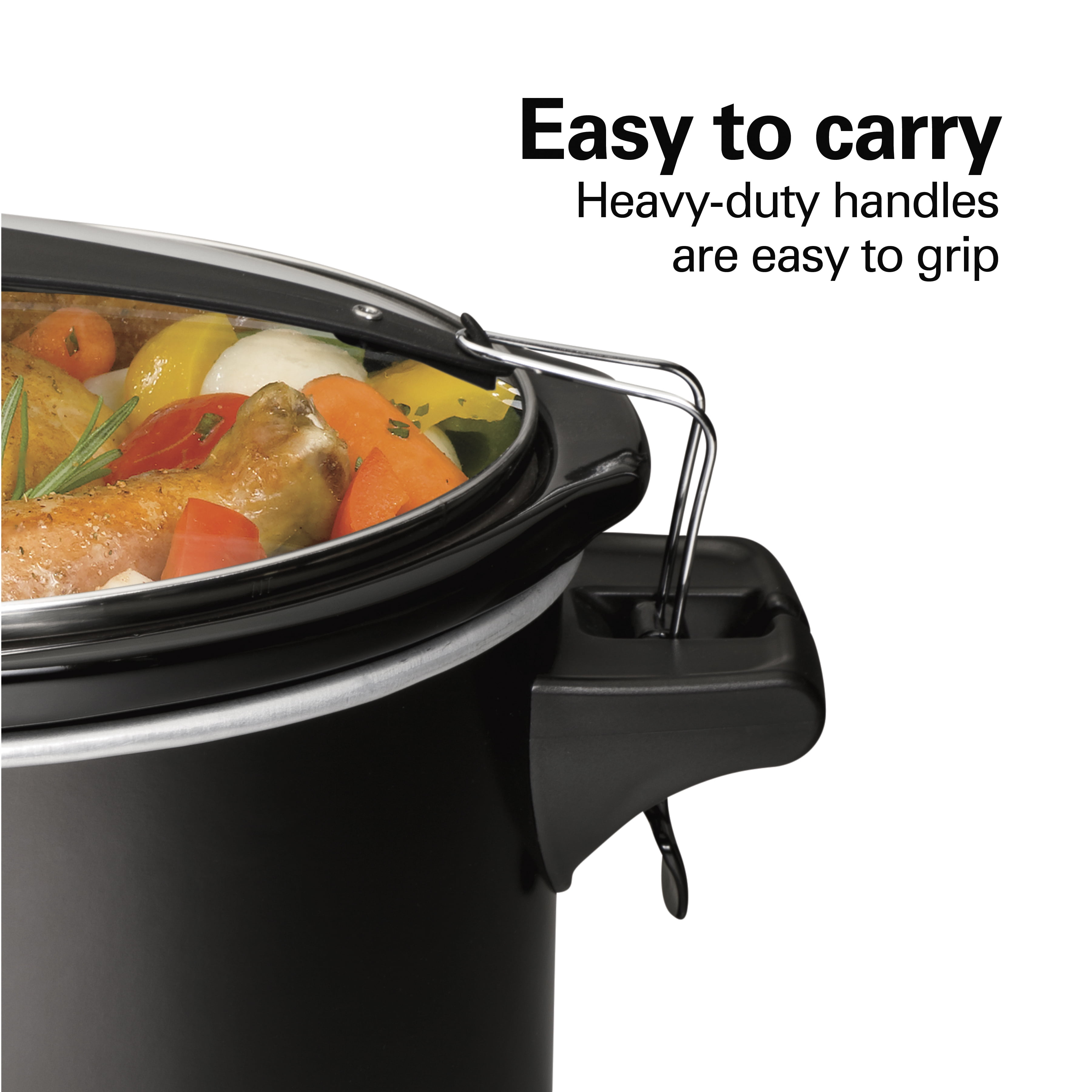  Hamilton Beach Stay or Go Portable 6-Quart Slow Cooker With Lid  Lock, Dishwasher-Safe Crock, Silver (33262): Crock Pot: Home & Kitchen