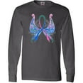 thumbnail image 3 of Inktastic Thyroid Cancer Awareness with Butterfly Ribbon Words Long Sleeve T-Shirt, 3 of 5