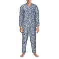 thumbnail image 3 of Salouo Paisley4 Print Button-Front Long Sleeve Pajama Set for Men, Soft 2Pjs Men's Long Sleeve Sleepwear-Large, 3 of 7