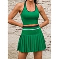 thumbnail image 3 of Sociala Ribbed Two Piece Tennis Sets Racerback Tops Pleated Skirts Athletic Golf Sets, 3 of 7