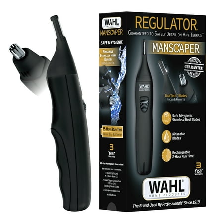 Wahl Manscaper Regulator, Rechargeable Ear, Nose, Brow Double Sided Men's Detail Trimmer, 9865-4701