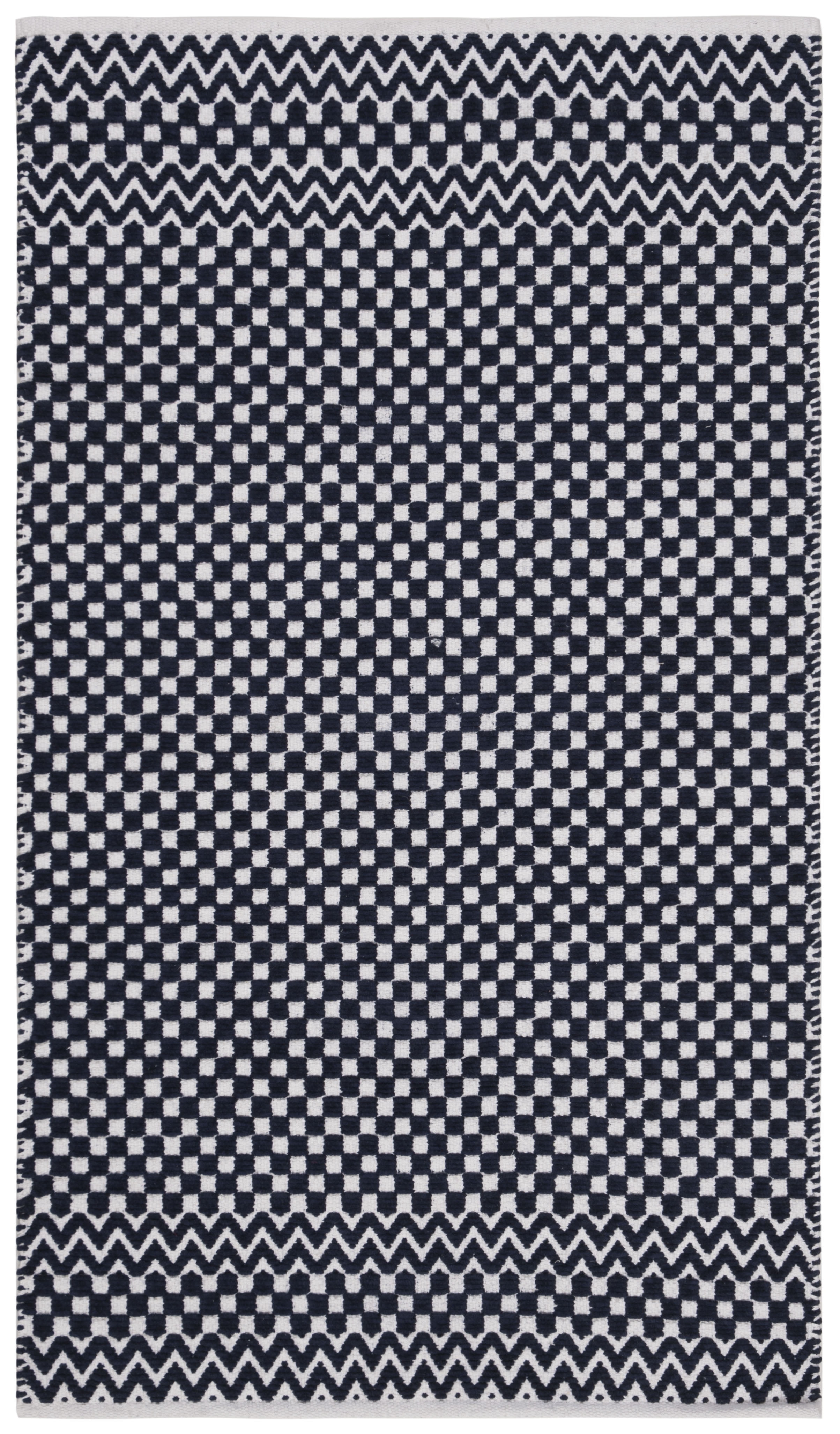 SAFAVIEH Boston Peter Geometric Cotton Area Rug, Navy, 5' x 8'
