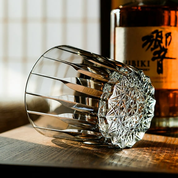 Premium Gift Hand Carved Clear Gray 320ml 11oz Drinking Glass Spirit Glass Cocktail Glass for Christmas Day