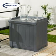 Suncast 22 Gal Outdoor Patio Small Deck Box with Storage Seat, Cyberspace